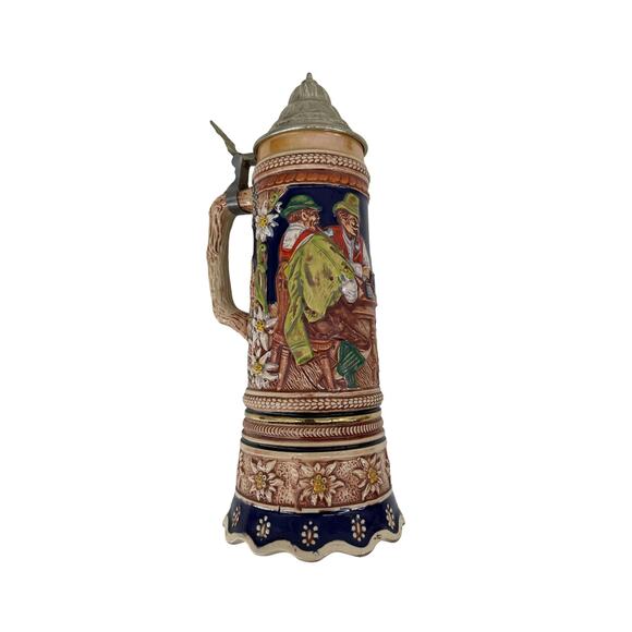 & Other Stories Other - Vintage Germany DEIN LIEB SEI RAR Lidded Beer Stein Musical Swiss